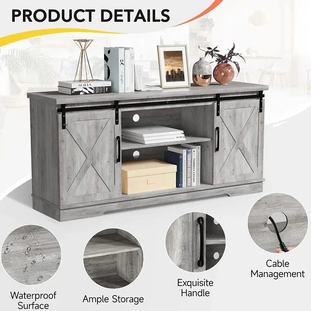 Entertainment Center for 65 Inch TV Media Console Table Farmhouse TV Stand Home Furniture Cabinet Living Room Stands