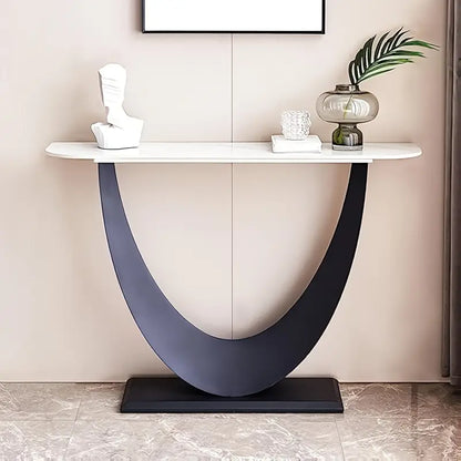 47 Inch Luxury Moon Shape Modern Entryway Table