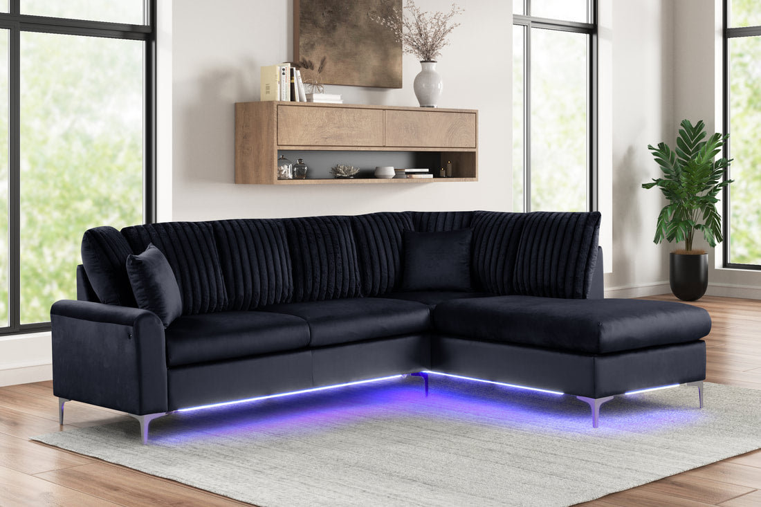 Luminous Luxe 106" Reversible Sectional Sofa with Integrated LED Accent Lighting