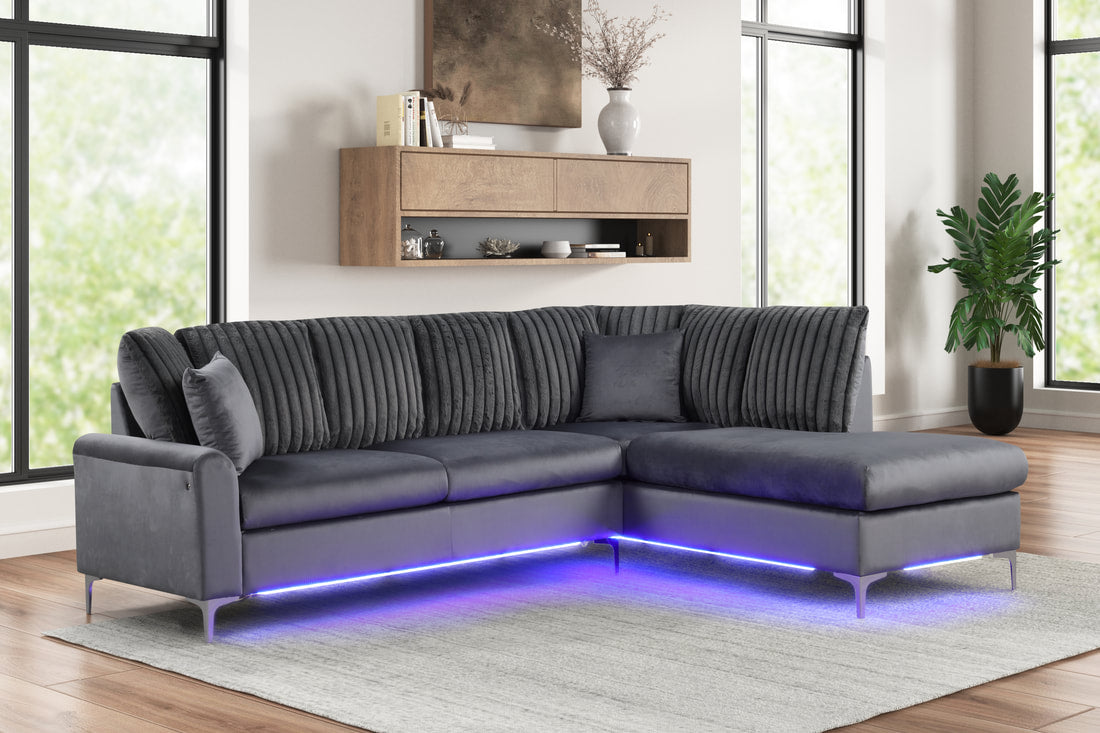 Luminous Luxe 106" Reversible Sectional Sofa with Integrated LED Accent Lighting