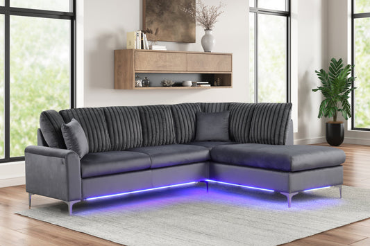 Luminous Luxe 106" Reversible Sectional Sofa with Integrated LED Accent Lighting