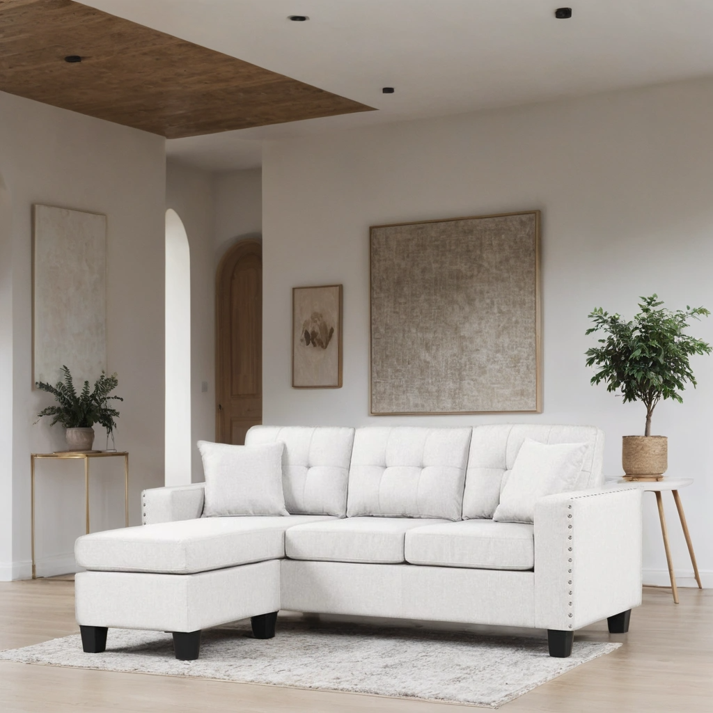 Cris Reversible Sectional Sofa - Modern Linen L-Shape Couch