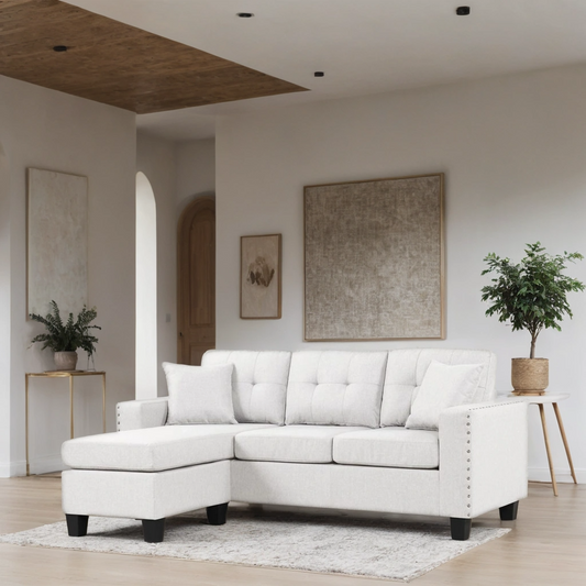 Cris Reversible Sectional Sofa - Modern Linen L-Shape Couch