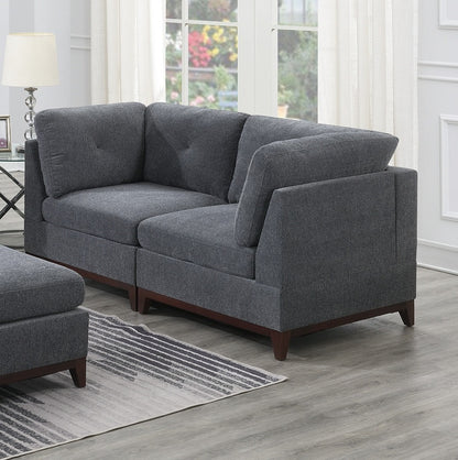 6pc Modula Set, Ash Grey Chenille Fabric Sofa