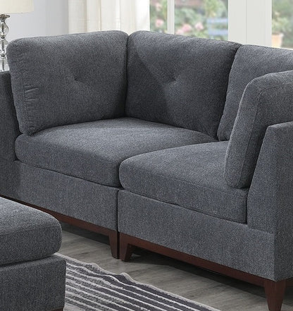 6pc Modula Set, Ash Grey Chenille Fabric Sofa