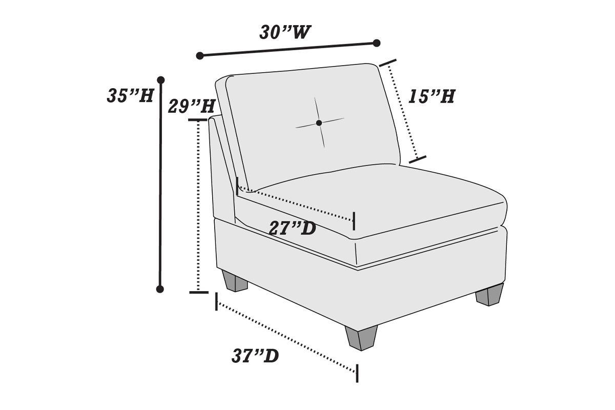 6pc Modula Set, Ash Grey Chenille Fabric Sofa