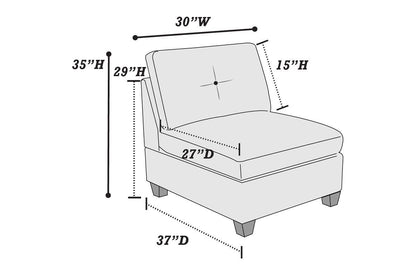 6pc Modula Set, Ash Grey Chenille Fabric Sofa