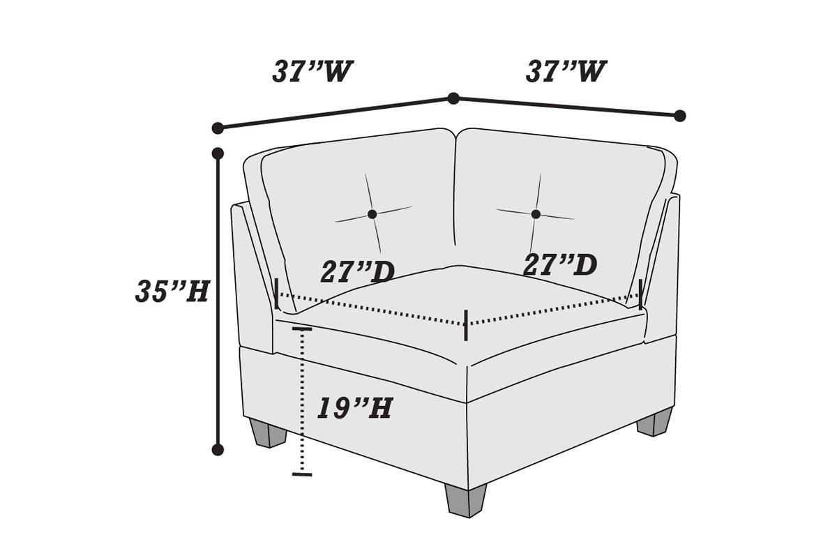 6pc Modula Set, Ash Grey Chenille Fabric Sofa