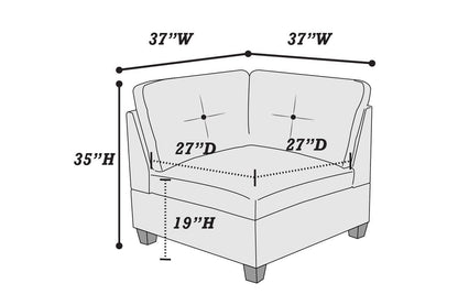 6pc Modula Set, Ash Grey Chenille Fabric Sofa