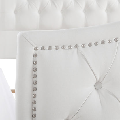 Marcella Upholstered Shelter Headboard Bed Set, Queen, Bright White Polyester