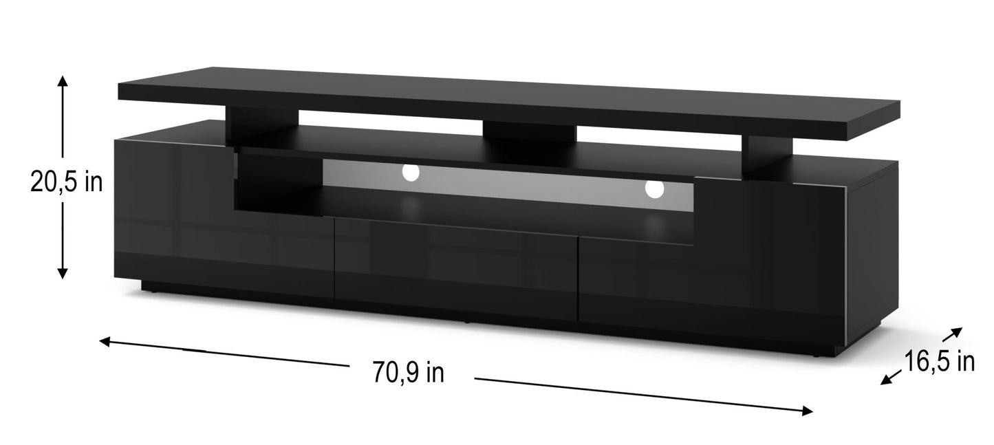 EVA 180 TV STAND in black matt / black gloss