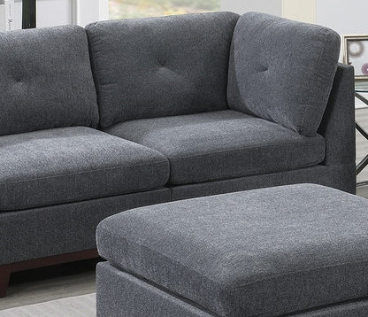 6pc Modula Set, Ash Grey Chenille Fabric Sofa