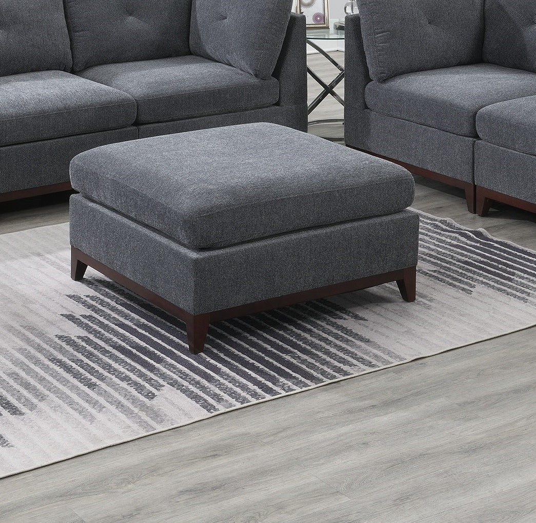 6pc Modula Set, Ash Grey Chenille Fabric Sofa