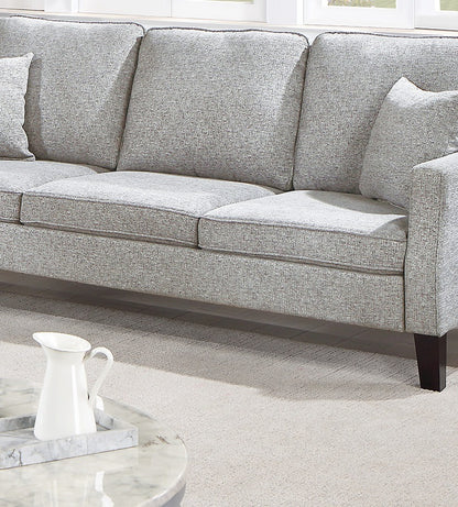 2pc Sofa And Loveseat, Grey Blended Chenille Cushion Couch w Pillows