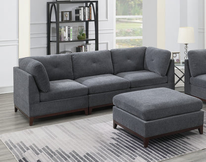 6pc Modula Set, Ash Grey Chenille Fabric Sofa