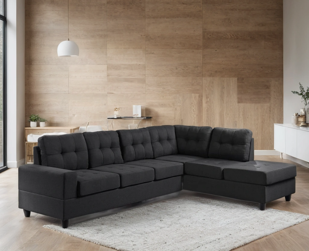 James Light Gray Reversible Sectional Sofa – Modern L-Shaped Linen Couch