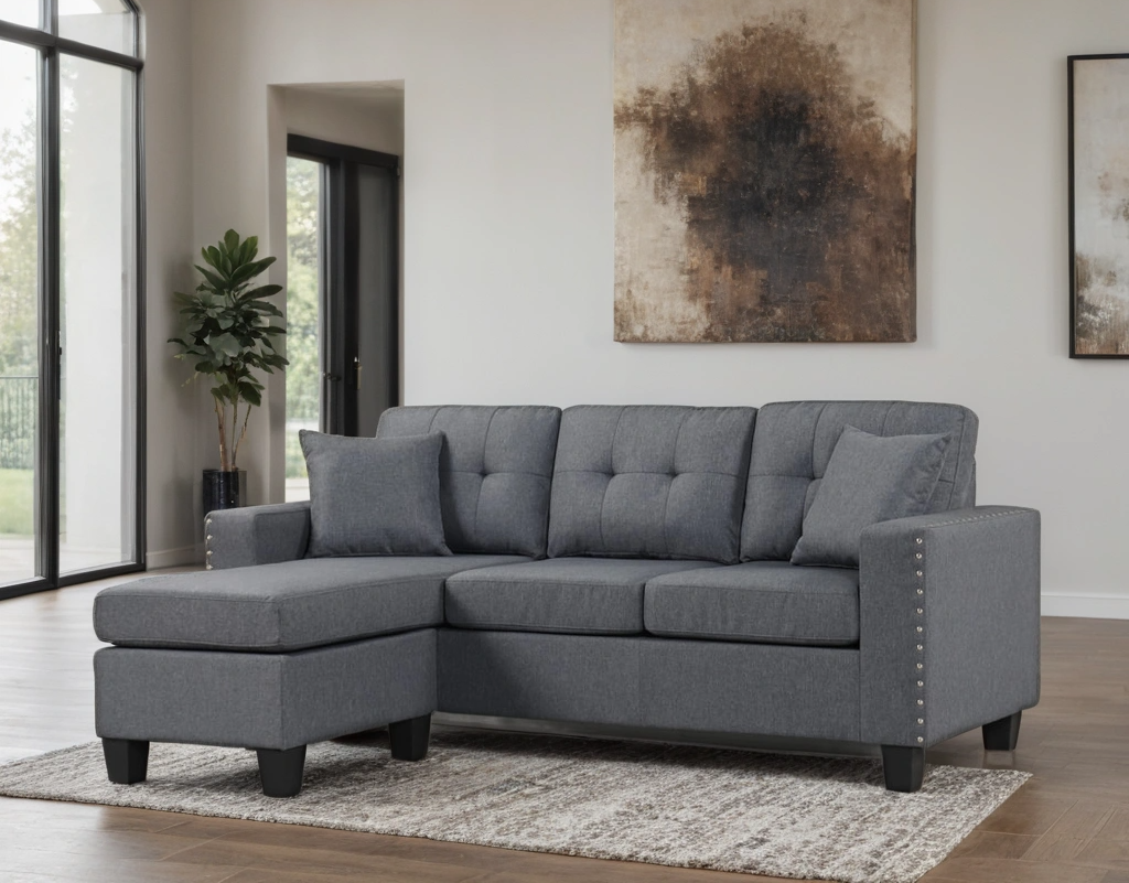 Cris Reversible Sectional Sofa - Modern Linen L-Shape Couch