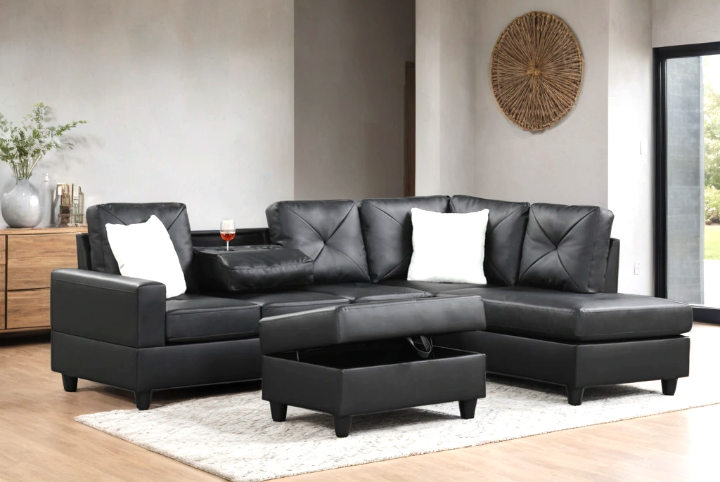 Rocket PU Reversible Sectional – Modern L-Shaped Faux Leather Sofa