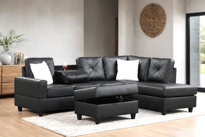 Rocket PU Reversible Sectional – Modern L-Shaped Faux Leather Sofa