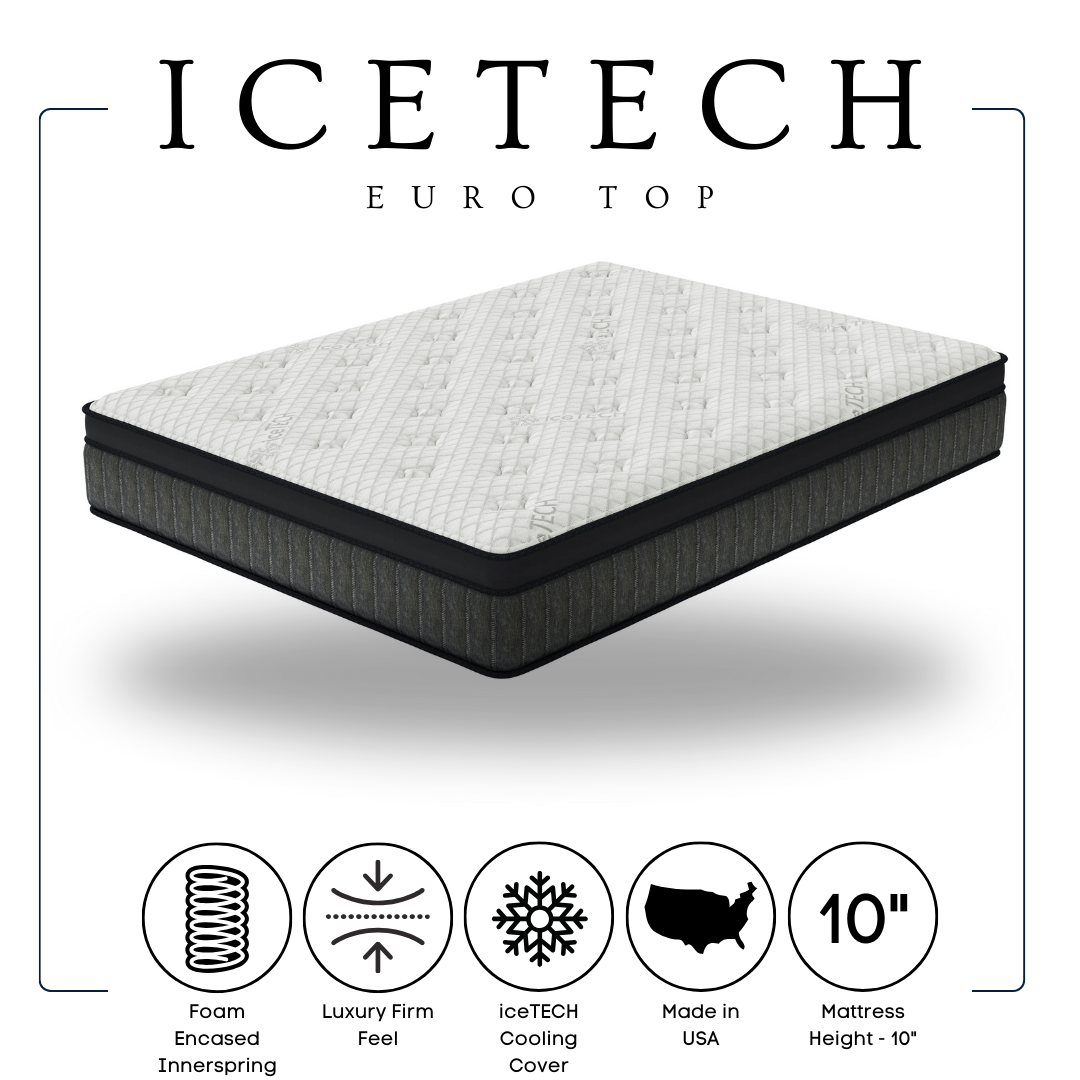 IceTech 10-Inch Pro-Cooling Euro Top Mattress – Luxury Firm Foam Encased Hybrid Support