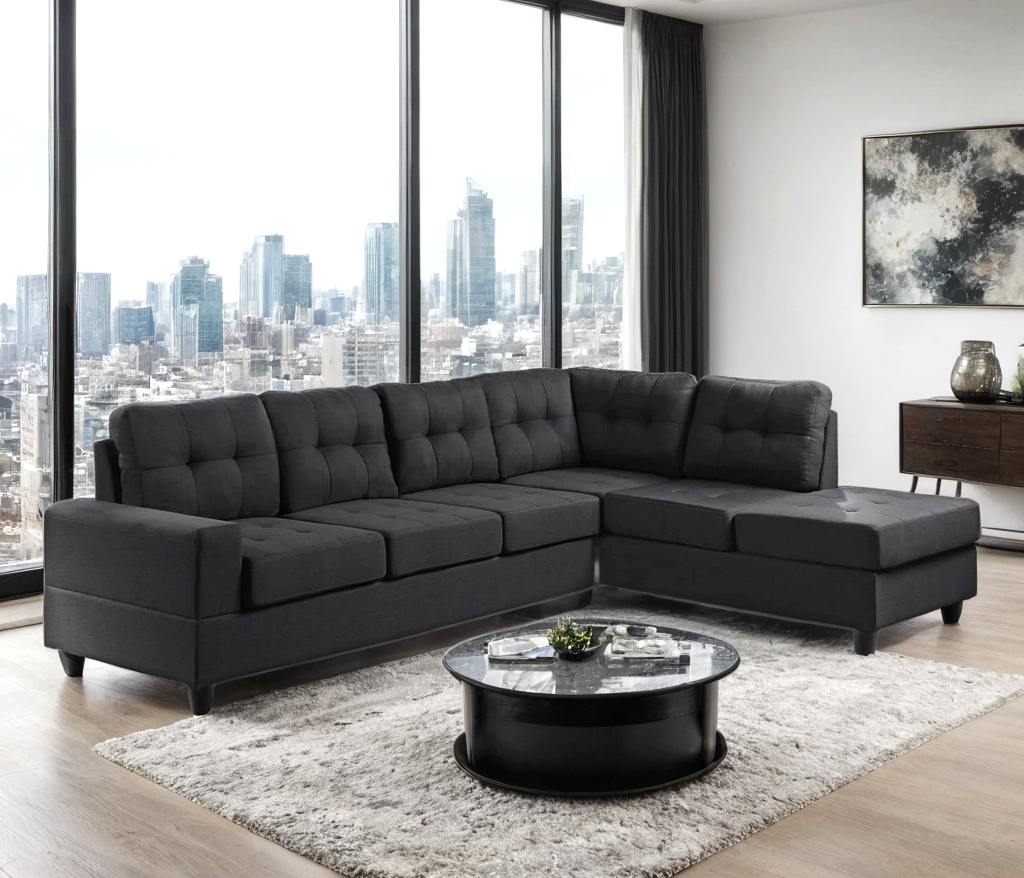James Light Gray Reversible Sectional Sofa – Modern L-Shaped Linen Couch