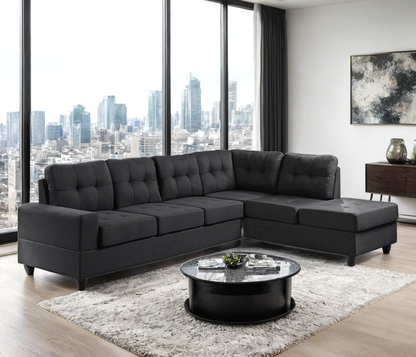 James Light Gray Reversible Sectional Sofa – Modern L-Shaped Linen Couch