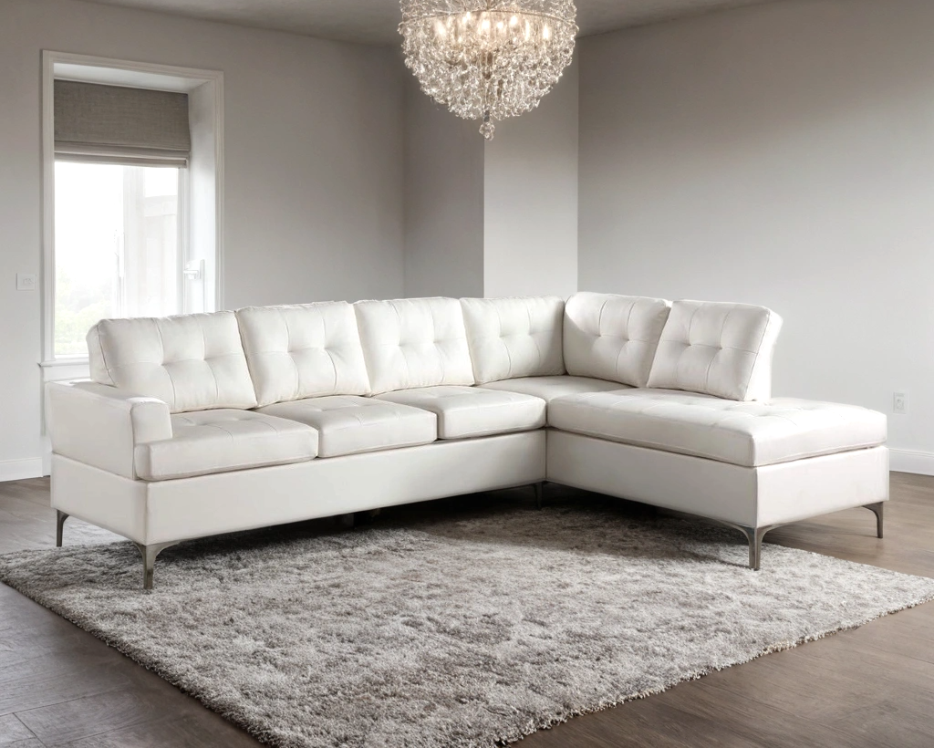 James Black PU Reversible Sectional – Modern L-Shaped Faux Leather Sofa with Chrome Legs