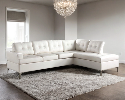 James Black PU Reversible Sectional – Modern L-Shaped Faux Leather Sofa with Chrome Legs