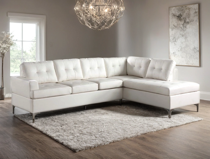 James Black PU Reversible Sectional – Modern L-Shaped Faux Leather Sofa with Chrome Legs